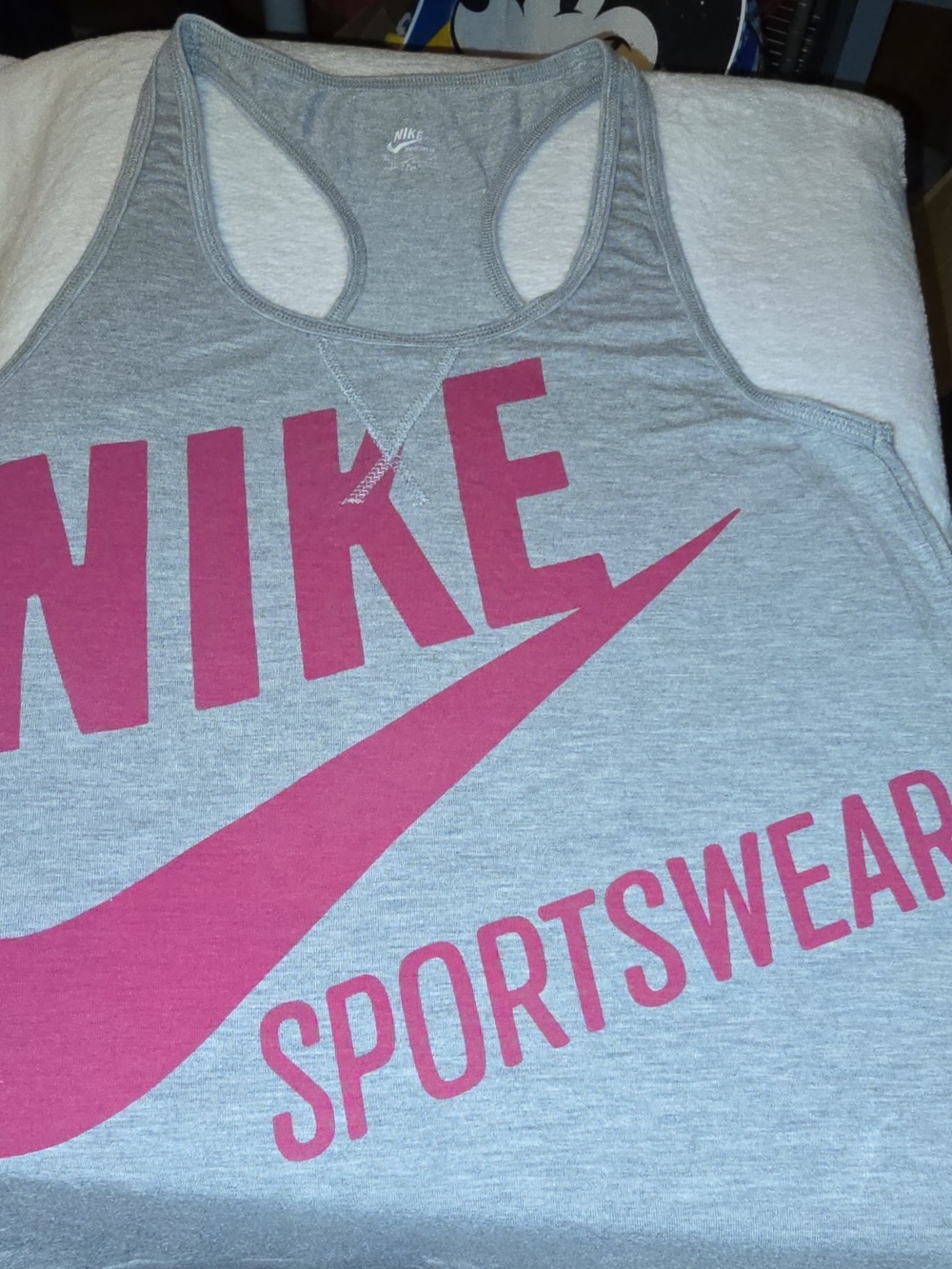 Nike Women’s Gray Racerback Tank with Pink Logo